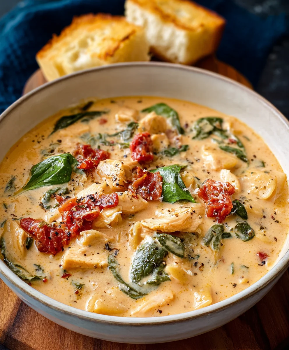 Creamy Tuscan Chicken Soup - Easy & Delicious