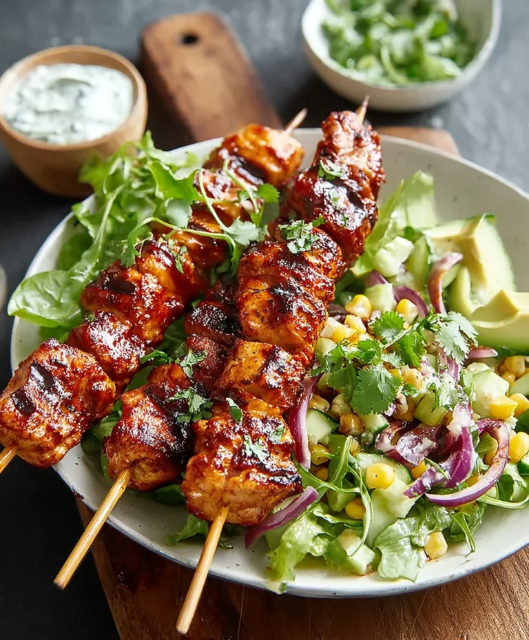 BBQ Chicken Skewer Salad – Flavorful & Fresh Meal