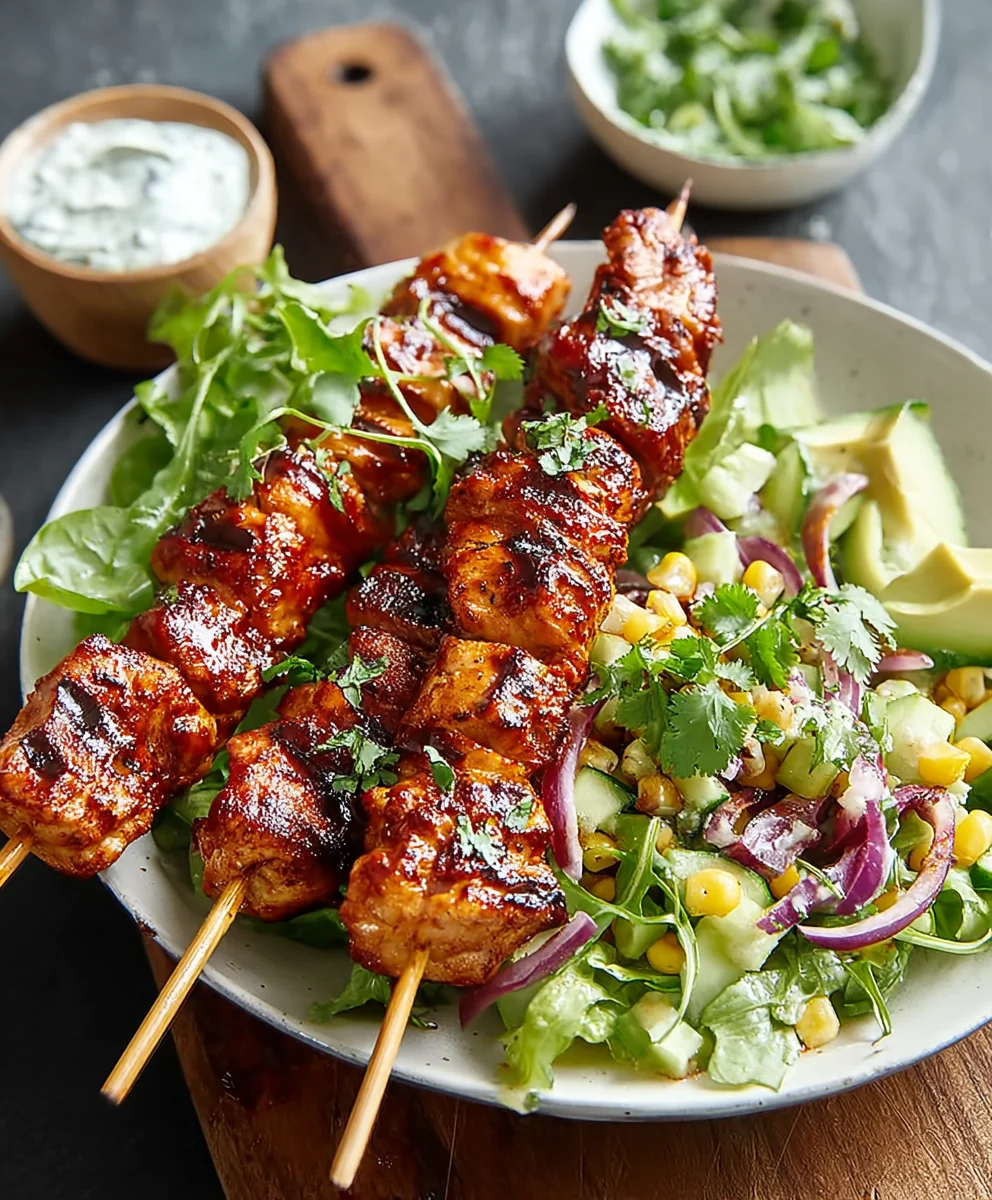 BBQ Chicken Skewer Salad - Flavorful & Fresh Meal