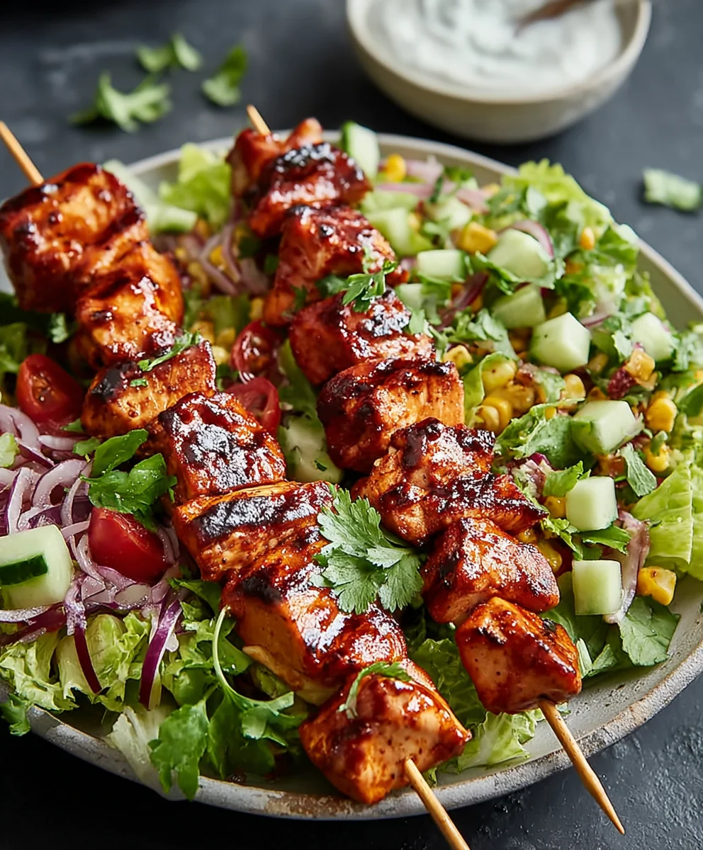 BBQ Chicken Skewer Salad - Flavorful & Fresh Meal