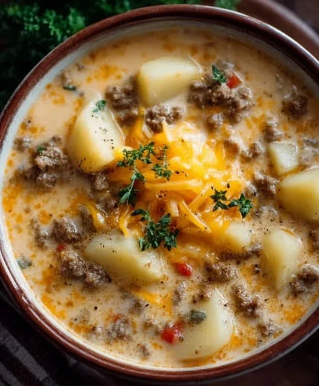 Cheesy Beef Beef Hamburger Potato Soup