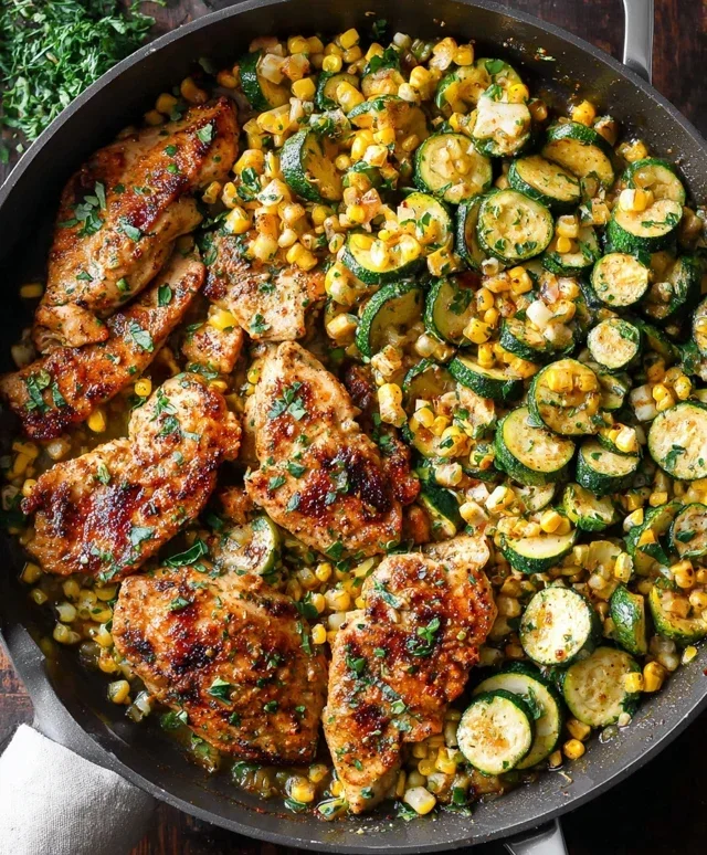 Garlic Butter Chicken with Zucchini and Corn - One-Pan, 30-Minute Meal