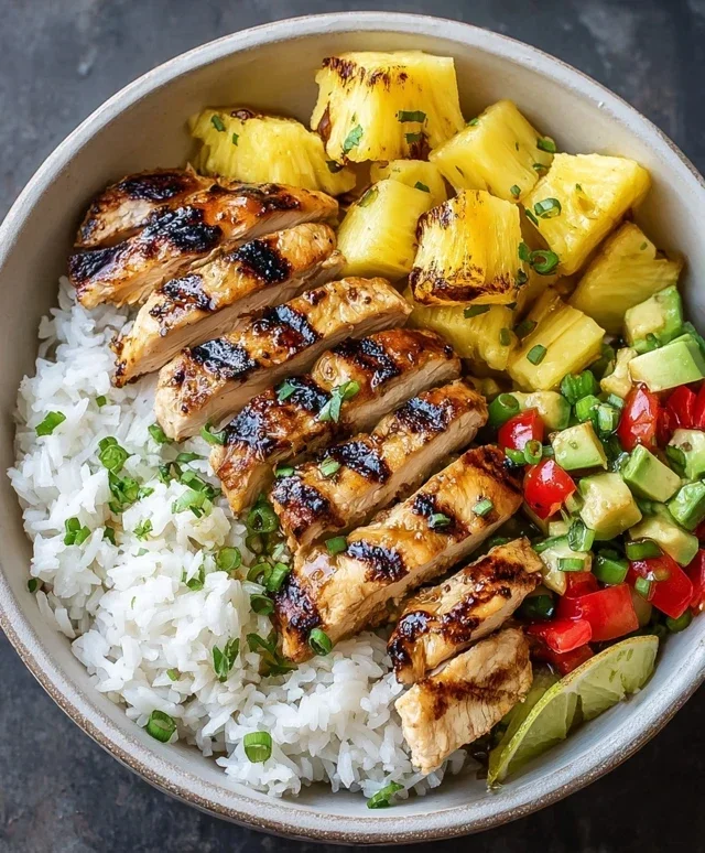 Grilled Chicken and Pineapple Bowls with Coconut Rice