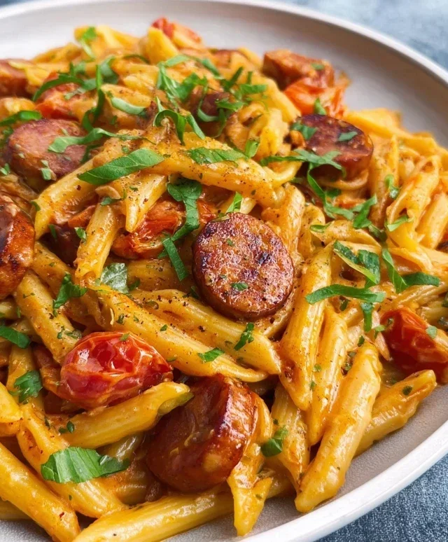 One Pot Creamy Cajun Sausage Pasta (30-Minutes)