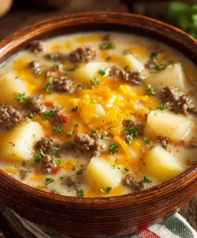 Cheesy Beef Beef Hamburger Potato Soup