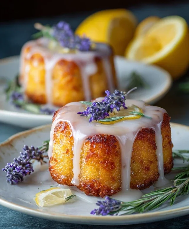 Mini Lemon Cakes With Lavender Glaze