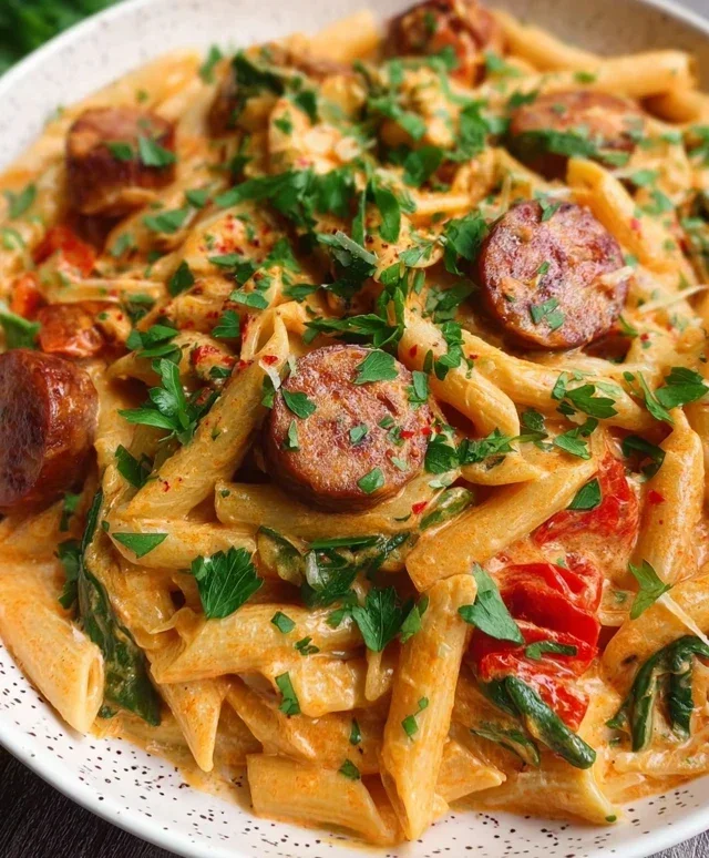 One Pot Creamy Cajun Sausage Pasta (30-Minutes)