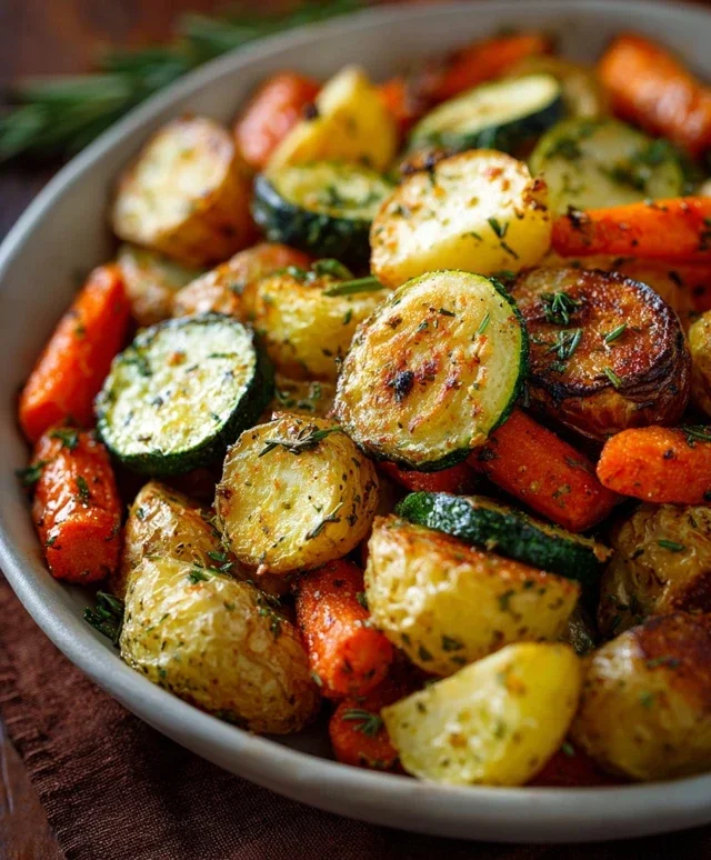 Garlic Herb Roasted Potatoes Carrots and Zucchini