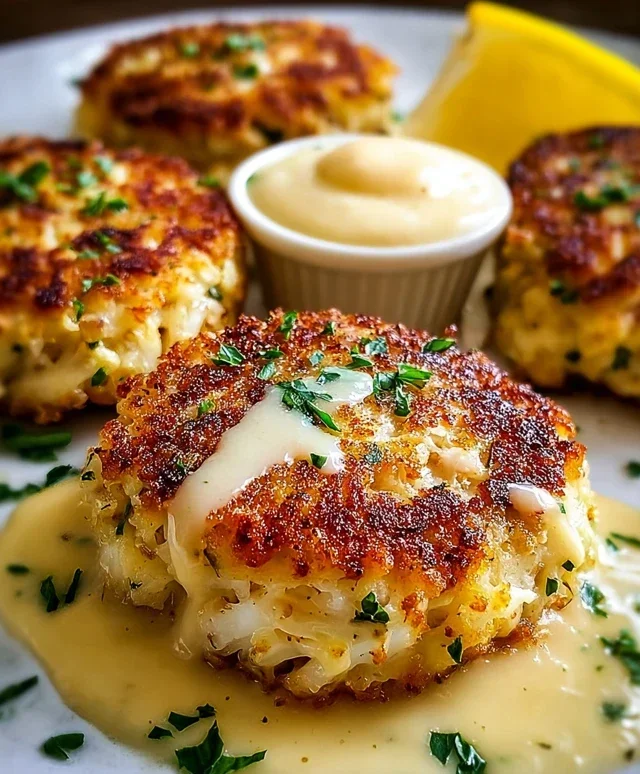 Cheddar Bay Crab Cakes with Lemon Butter Drizzle
