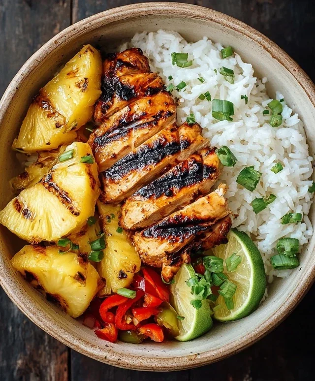 Grilled Chicken and Pineapple Bowls with Coconut Rice