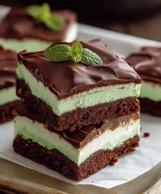 Triple-layer chocolate mint squares