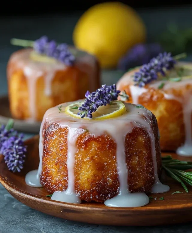 Mini Lemon Cakes With Lavender Glaze