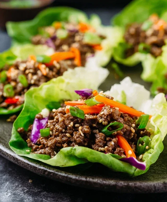Asian Style Ground Beef Lettuce Wraps