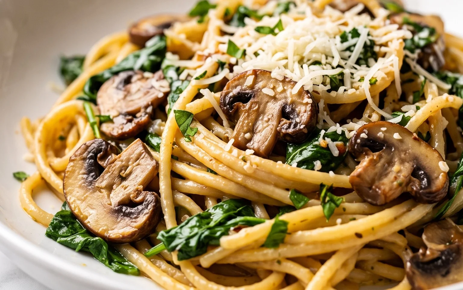 Parmesan Spinach Mushroom Pasta Skillet