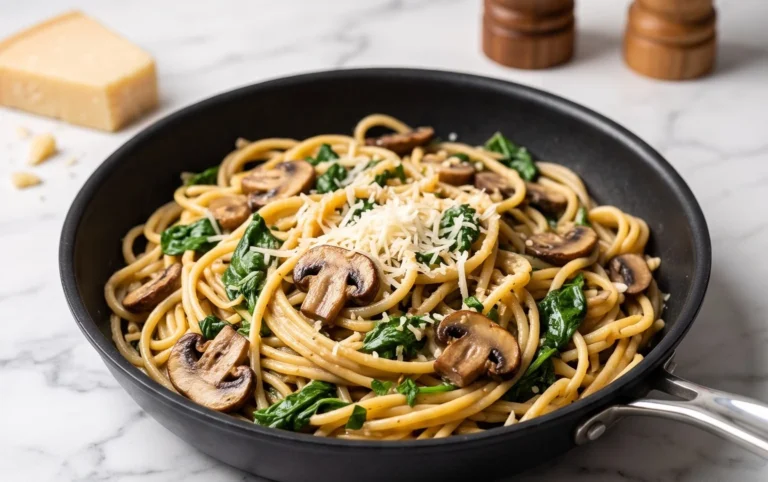 Parmesan Spinach Mushroom Pasta Skillet