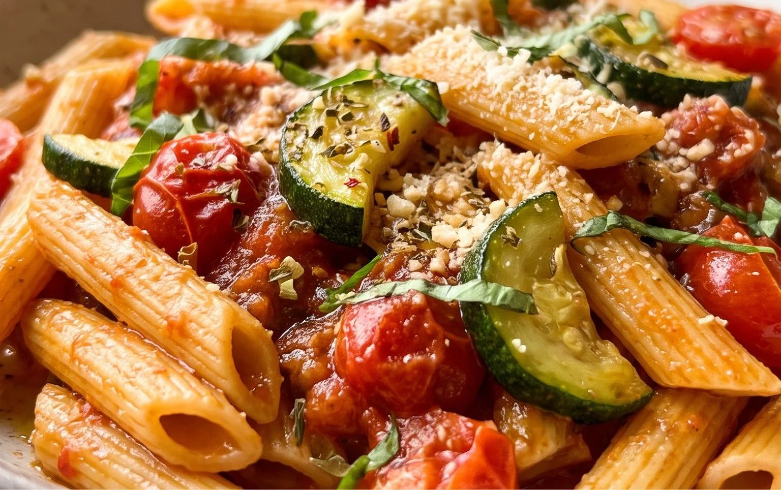 Healthy Tomato Zucchini Pasta