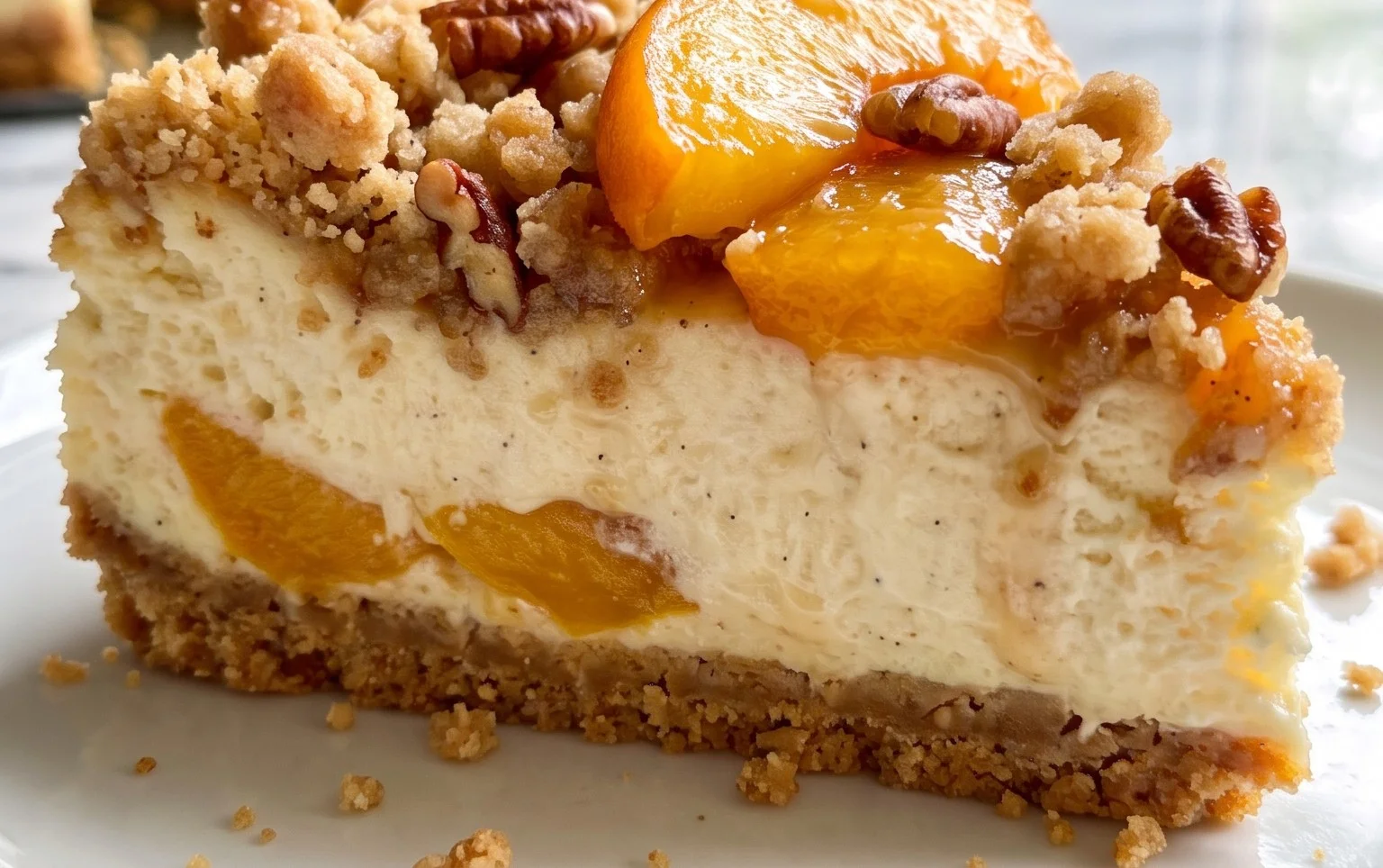 Peach Cream Cheese Cake with Streusel Topping