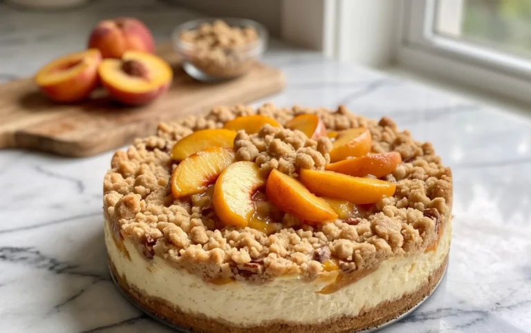 Peach Cream Cheese Cake with Streusel Topping