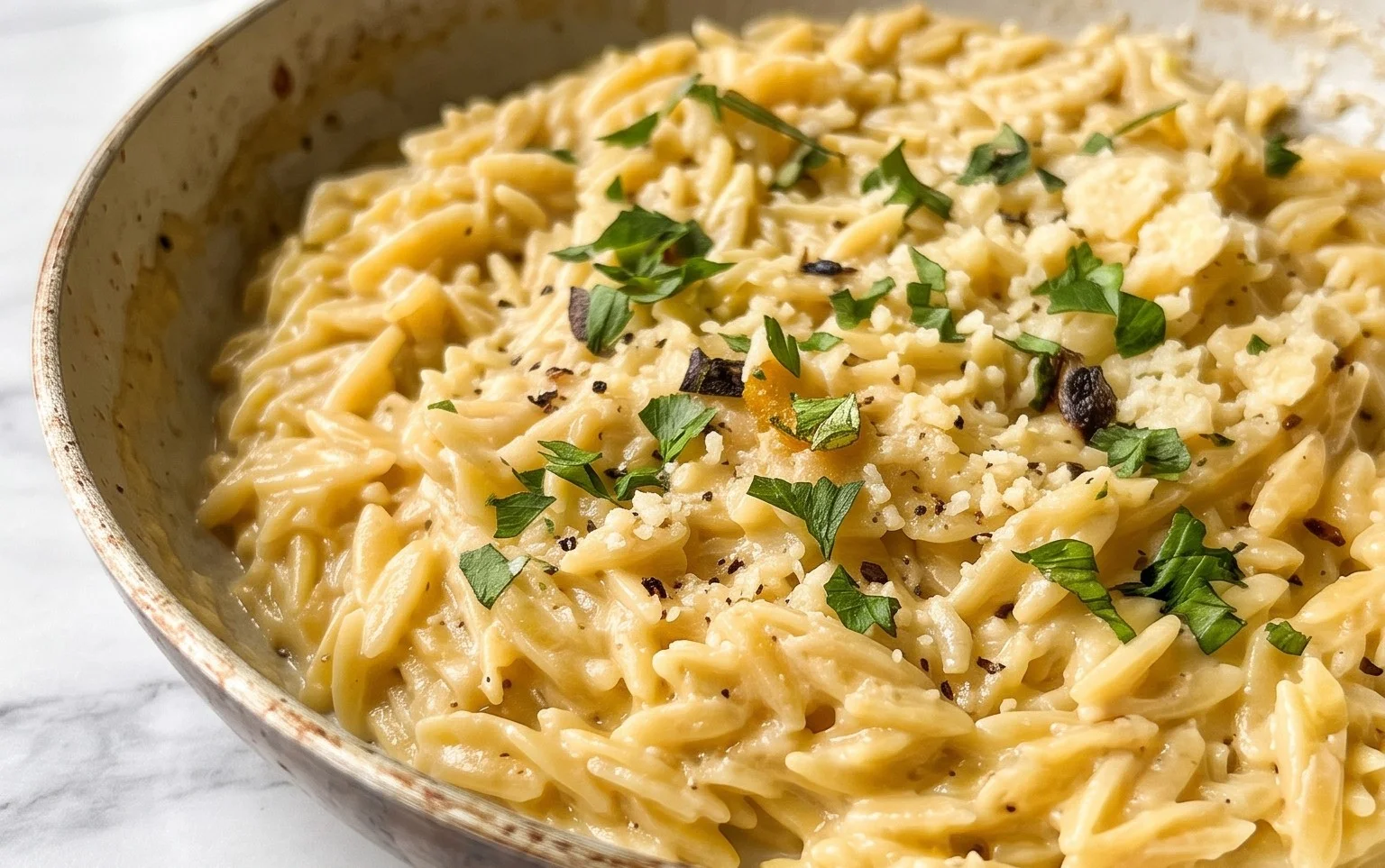 Creamy Garlic Parmesan Orzo