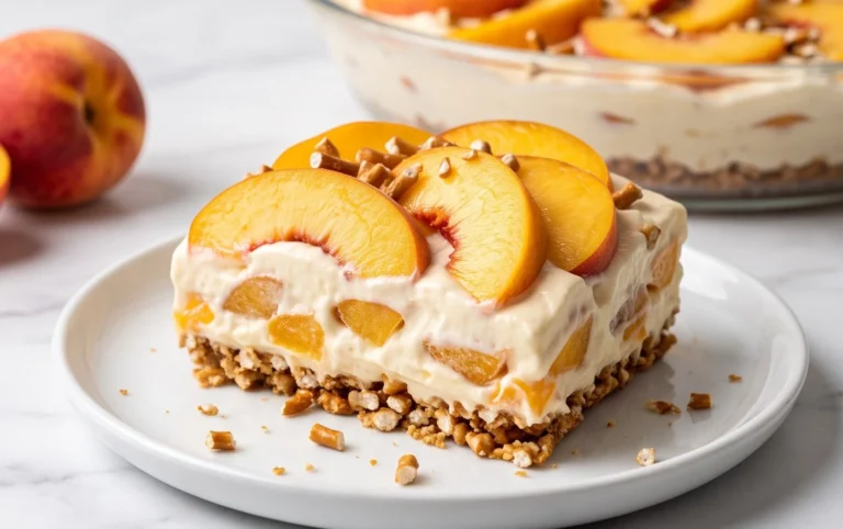 Peach Pretzel Salad Dessert