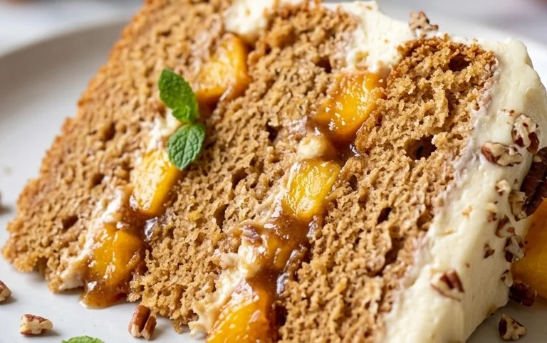 Brown Sugar Layer Cake with Peach Filling