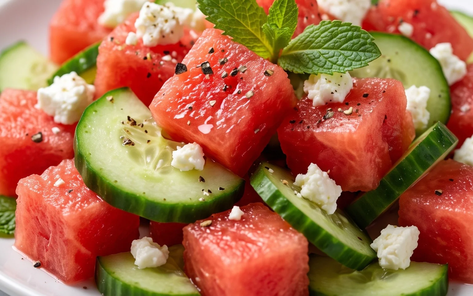 Watermelon Salad with Cucumber and Feta