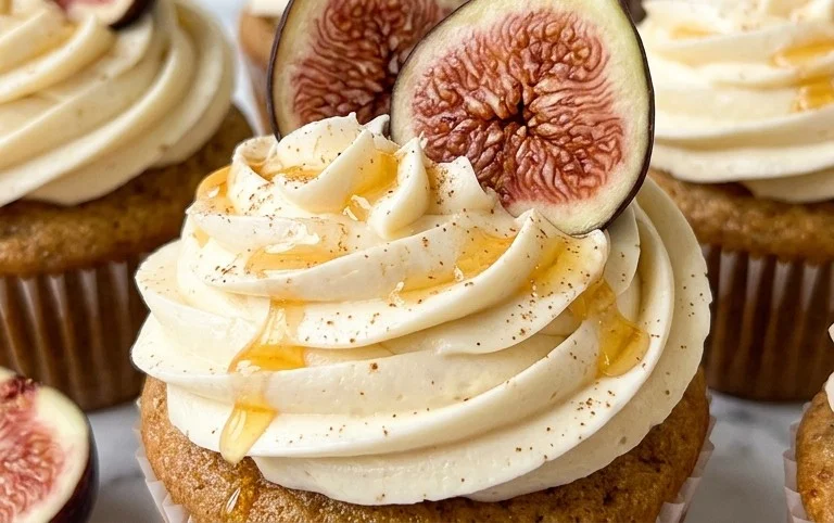 Fig Cupcakes with Honey Cream Cheese Frosting