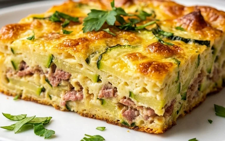 Zucchini and Beef Bacon Slice